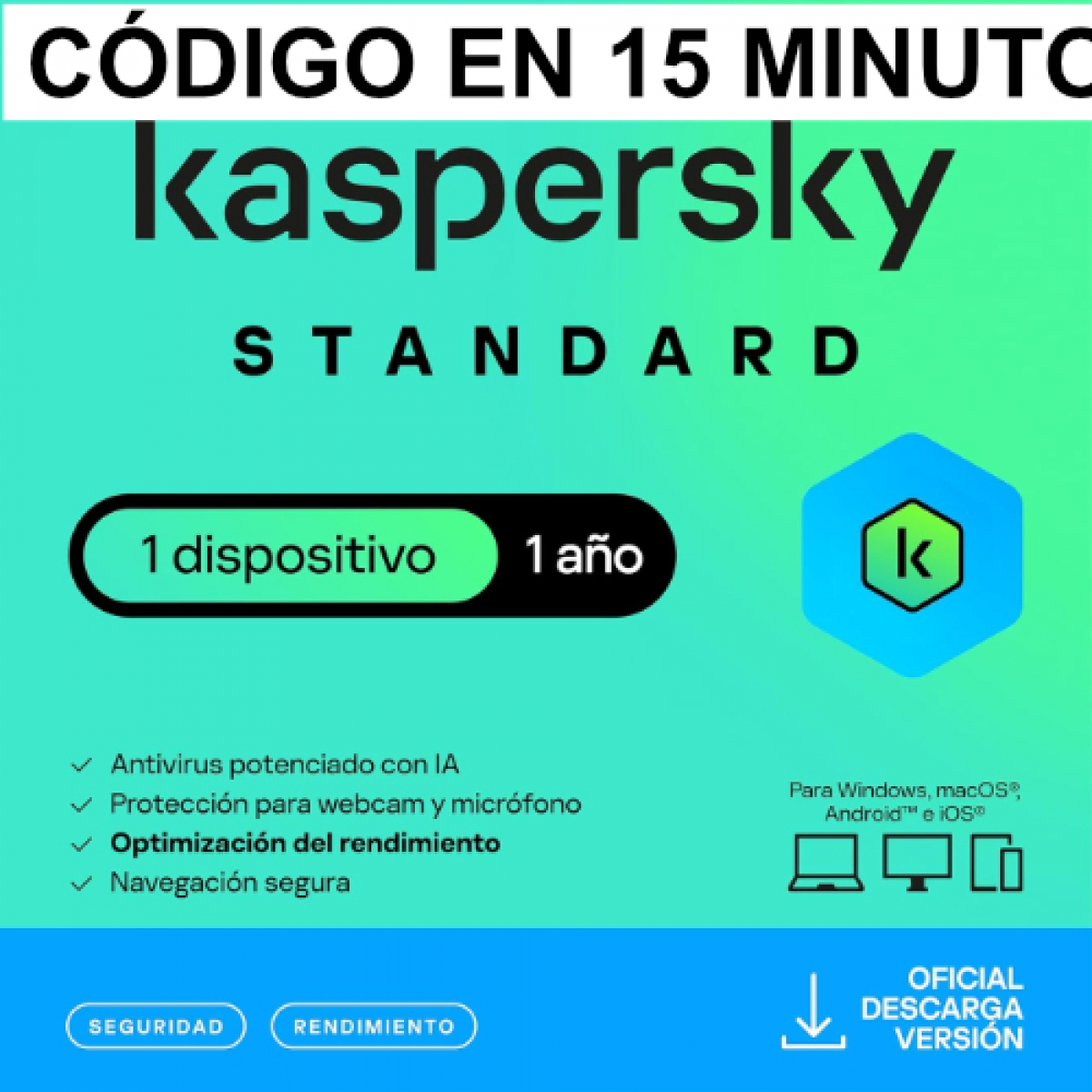 ESD Kaspersky Standard 1 Usuario 1 Año Licencia Digital