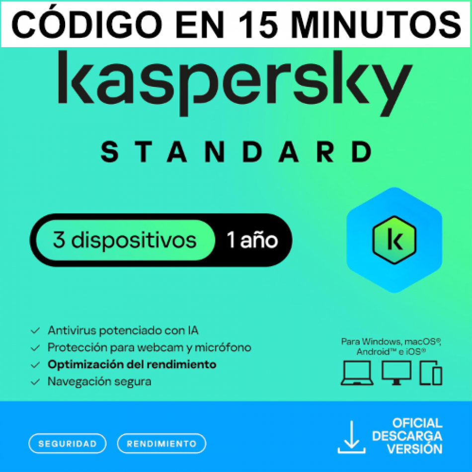ESD Kaspersky Standard 3 Usuarios 1 Año Licencia Digital