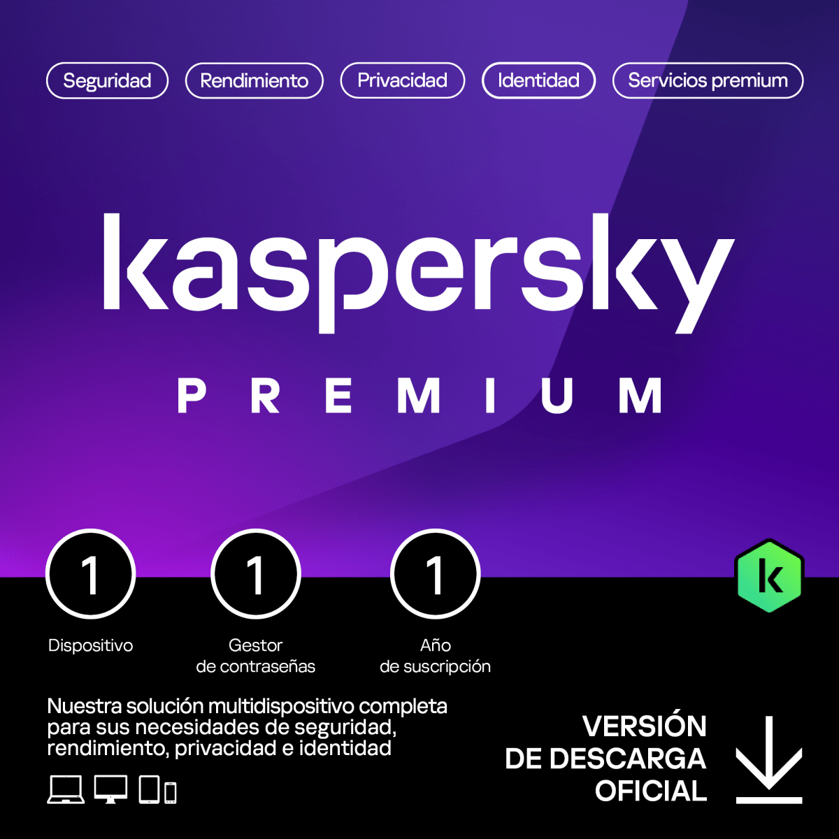 ESD Kaspersky Premiun 1 Usuario 1 Año Licencia Digital