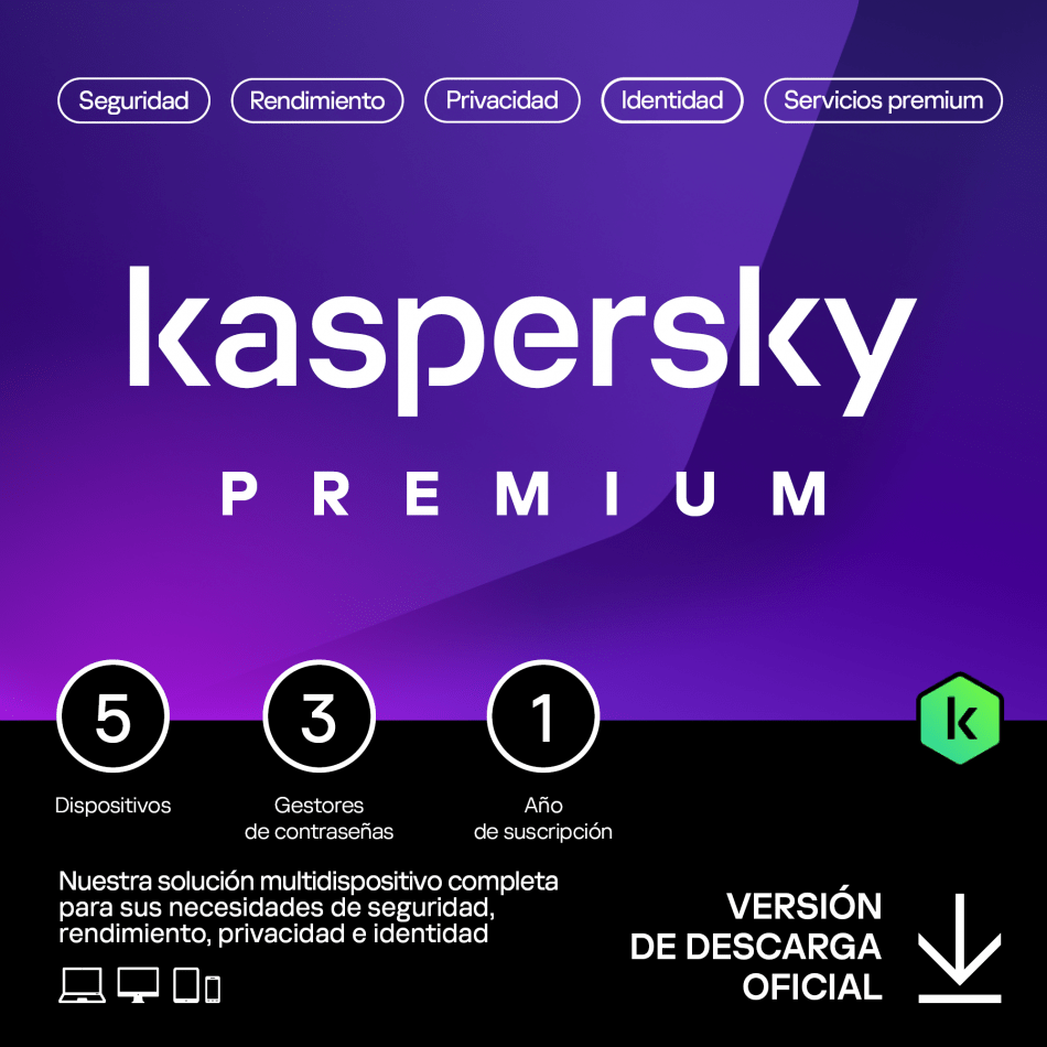ESD Kaspersky Premiun 5 Usuarios 1 Año Licencia Digital