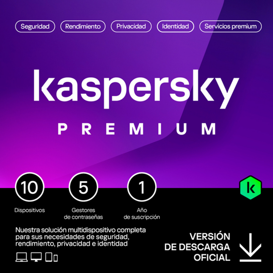 ESD Kaspersky Premiun 10 Usuarios 1 Año Licencia Digital