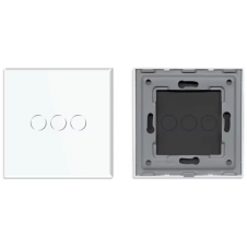 MARCO 3 INTERRUPTORES CRISTAL BLANCO 86X86MM