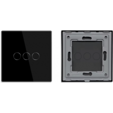 MARCO 3 INTERRUPTORES CRISTAL NEGRO 86X86MM