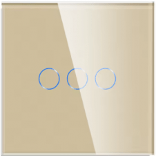 MARCO 3 INTERRUPTORES CRISTAL ORO 86X86MM