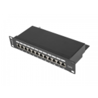 PATCH PANEL LANBERG 12 PUERTOS 1U 10 CAT.6 BLINDADO NEGRO