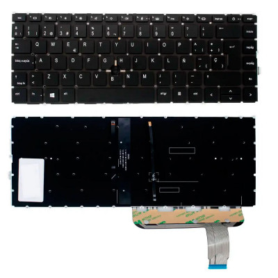 Teclado compatible para portátil HP Elitebook 840 G7 / 840 G8 / Marco Negro / Retroiluminado