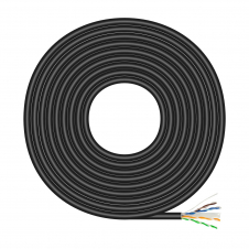 AISENS Cable de Red Exterior Impermeable RJ45 Cat.6 UTP R?gido CCA AWG23, Negro, 100M