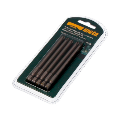 Pack 5 puntas bit ph2 x 90mm 1/4 acero bph290 mota