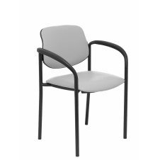 Piqueras y Crespo Silla fija Styl similpiel gris chasis negro con brazos
