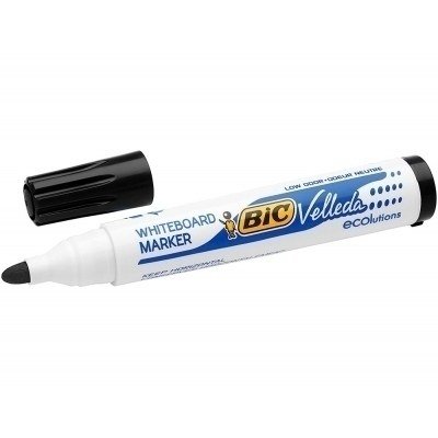 Bic Velleda 1701 ECOlutions Marcadores para Pizarra - Punta Redonda - Trazo de 1.5 mm - Tinta con Base de Alcohol - Ecologico - Borrado Optimo - Color Negro