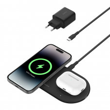 cargador inalambrico qi2 boost charge 15w 2 en 1 para dispositivos apple negro