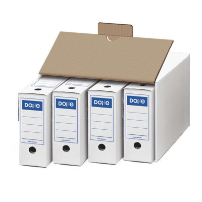Dohe pack 10 Archivo Definitivo Tamaño Folio - Capacidad para 4 Unidades - Fabricado en Carton Blanco de Primera Calidad