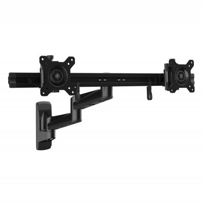 StarTech.com Brazo para Dos Monitores de Instalación en Pared - Soporte Ergonómico Articulado VESA x2 Monitores de 24 - Barra Transversal de Ajuste Sincronizado - Inclinación/Giro/Rotación - Soporte de Montaje