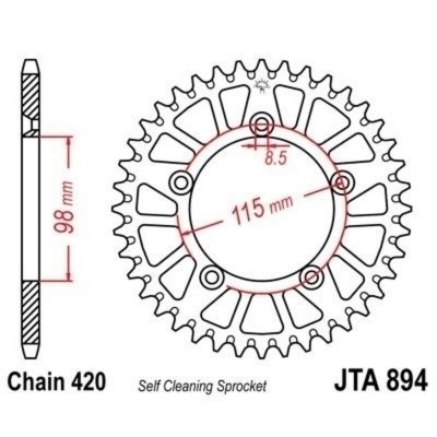 Corona JT 894 de aluminio con 46 dientes JTA894.46