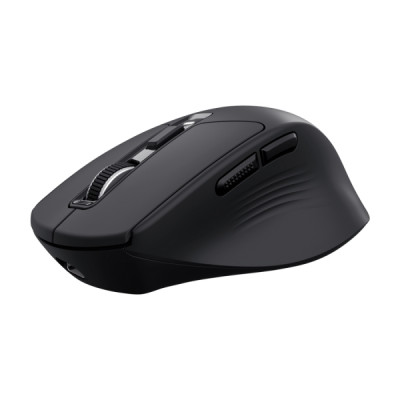 Trust Niven Raton Inalambrico de 7 Botones - Ajustable hasta 3200dpi - Bluetooth - Recargable - Indicadores LED - Clic Silencioso - Receptor USB-C - Multidispositivo - 44x73x110mm - Color Negro