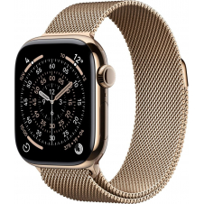 apple watch series 11 gps + cellular caja de titanium oro 42mm, color de correa oro pulsera milanese loop