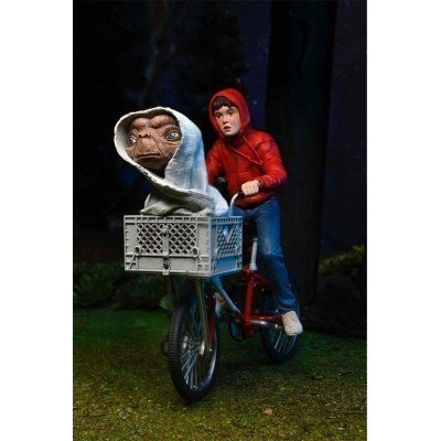 Figura neca e.t. el extraterre elliott y e.t. en bicicleta 40 aniversario 13 cm