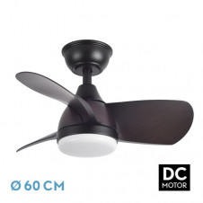Ventilador Dc 24w Pirdo Negro/marron 3 Aspas 60d 2400lm 6 Velocidades 3000-4500-6000k C/remoto, Memoria Y Temporizador