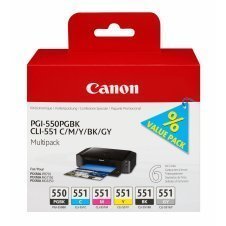 Cartcuho de tinta canon PGI-550PGBK + CLI551 6 piezas original multipack para fotografias 6496B005
