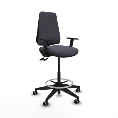 Taburete Elche AS bali gris oscuro brazos 1D base piramidal ruedas 65mm engomadas