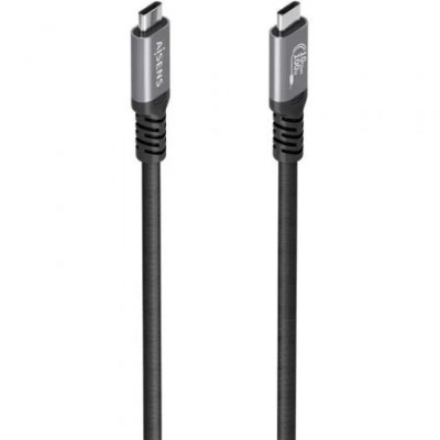 Cable USB 3.2 Tipo-C Aisens A107-0990/ USB Tipo-C Macho - USB Tipo-C Macho/ Hasta 100W/ 10Gbps/ 5m/ Negro