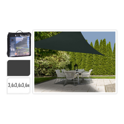 Toldo vela triangulo color gris oscuro 3,6 x 3,6 x 3,6 m