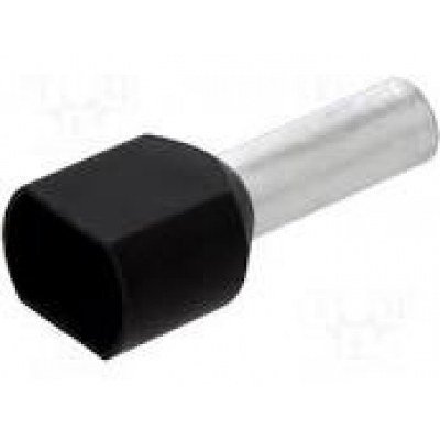 Terminal Puntera Doble Aislada Cables 6mm Negro