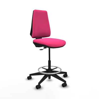 Taburete Elche CP similpiel rosa base piramidal ruedas 65mm nailon