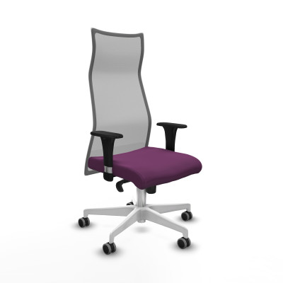 Albacete malla sincro malla gris similpiel morado brazos 1D base blanca ruedas 65mm engomadas