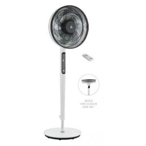 Ventilador de pie FM P420DC, 40 cm, 19W, motor DC, Bajo Consumo, Mando distancia, negro