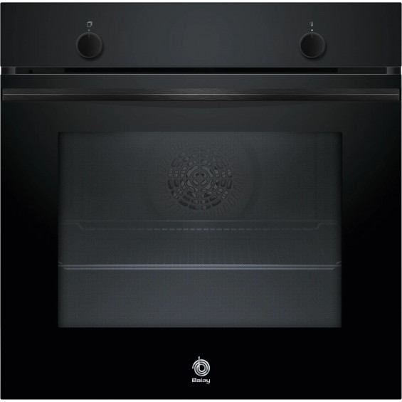 Horno multifunción Balay 3HB5000N3, 71 litros, 5 funciones, clase A, precalentamiento rápido, control con mandos, 60 x 60 cm, cristal negro