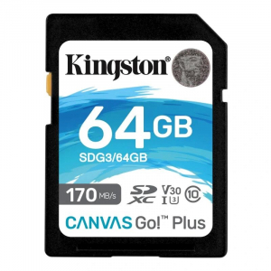 Tarjeta mde memoria SD Kingston Canvas Go! Plus SD 64GB class 10 U3 V30