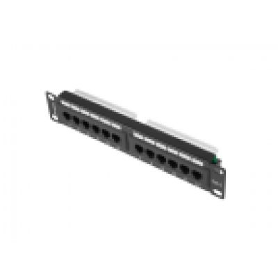 PATCH PANEL LANBERG 12 PUERTOS 1U 10 CAT.6 NEGRO