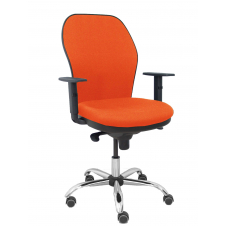 Piqueras y Crespo Silla Jorquera respaldo bali naranja oscuro asiento bali naranja oscuro base cromada y ruedas parqu