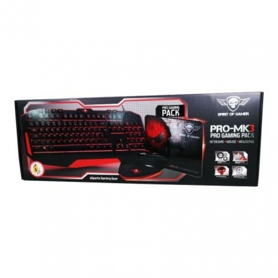 Pack Gaming Spirit of Gamer PRO-MK3/ Teclado PRO-K3 + Ratón PRO-M3 + Alfombrilla