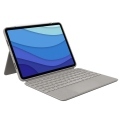 Logitech Combo Touch - Caja de teclado y folio - con panel táctil - luz trasera - Apple Smart connector - QWERTY - español - arena - para Apple iPad Pro de 12,9