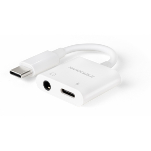 Nanocable CABLE ADAPTADOR USB-C A JACK+USB-C/H PD 60W,BLANCO