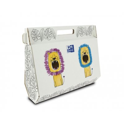 Oxford Lote Kids Pintura Caja Pintable - Incluye Bloc de Dibujo y Pintura - Estuche Kangoo - Temperas de Colores Variados