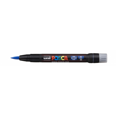 Posca PCF-350 Marcador de Pintura - Punta Acrilica Estilo Pincel - Tinta Base al Agua - Resistente a la Luz - No Permanente - Ideal para Carteleria y Decoracion - Color Azul