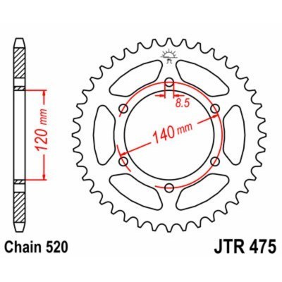 JT SPROCKETS Steel Standard Rear Sprocket 475 - 520 JTR475.42