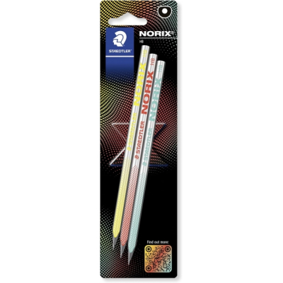 Staedtler Norix Pack de 3 Lapices de Grafito HB - Madera Negra - Diseño Inteligente