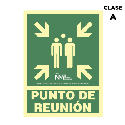 Cartel de evacuación punto de reunion clase a (pvc 1mm) 22.4x30cm normaluz