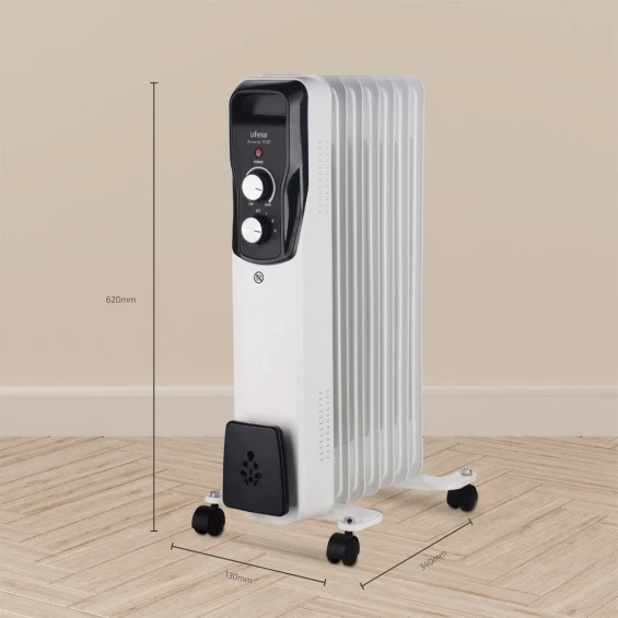 Radiador de aceite Ufesa Antares 1500, 1.500 W, 7 elementos, termostato regulable, blanco - imagen 4