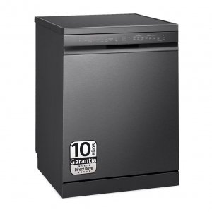 Lavavajillas LG DF365FMS, QuadWash, Steam, clase B, 43dB, Vapor, 3ª bandeja, Inverter, display, acero negro grafito antihuellas