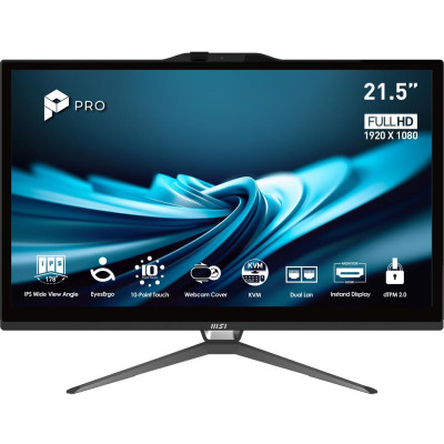 Ordenador all in one msi pro ap222t - 613eu i3 - 14100 - 8gb - ssd 512gb - 21.5 pulgadas fhd - w11h - tactil negro