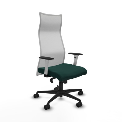 Albacete malla sincro malla blanca similpiel verde botella brazos blancos base nailon ruedas 65 mm nailon