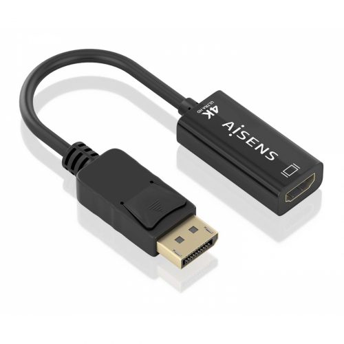 AISENS - CONVERSOR DISPLAYPORT A HDMI 4K@60HZ, DP/M-HDMI/H, NEGRO, 15CM