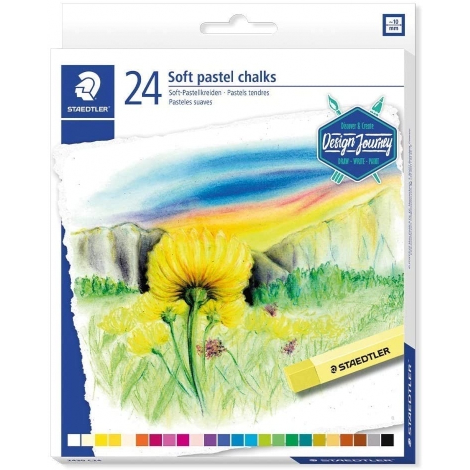 Staedtler 2430 Pack de 36 Tizas Pastel Suave - Excelentes para Mezclar Colores - Resistencia a la Luminosidad - Colores Surtidos