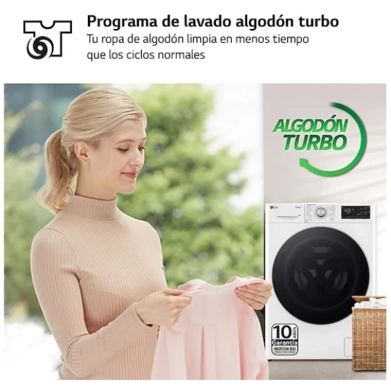 Lavadora LG F4WR5509A1W, 9 kg, 1400 rpm, clase A-10%, blanco - imagen 8