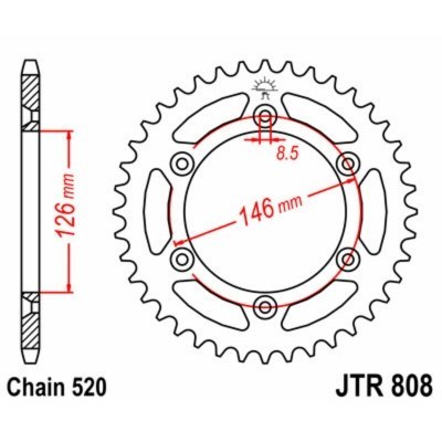 Corona JT 808 de acero con 50 dientes JTR808.50